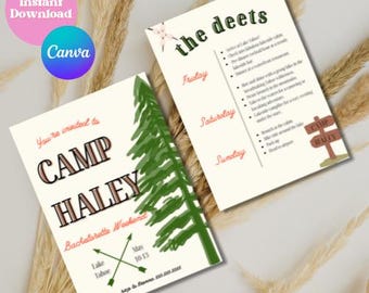 Invito e itinerario per l'addio al nubilato in campeggio (download digitale)