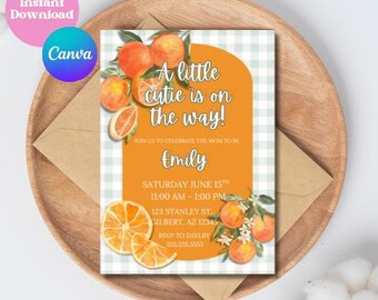 Modello di invito per baby shower Little Cutie / Invito Canva modificabile (download digitale)