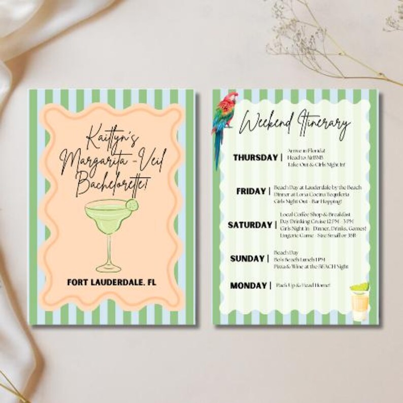 Margarita -veil Bachelorette Invitation & Itinerary - Digital Download ...