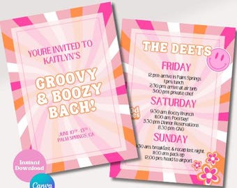 Invito per addio al nubilato retrò / Tema anni '80 (download digitale)