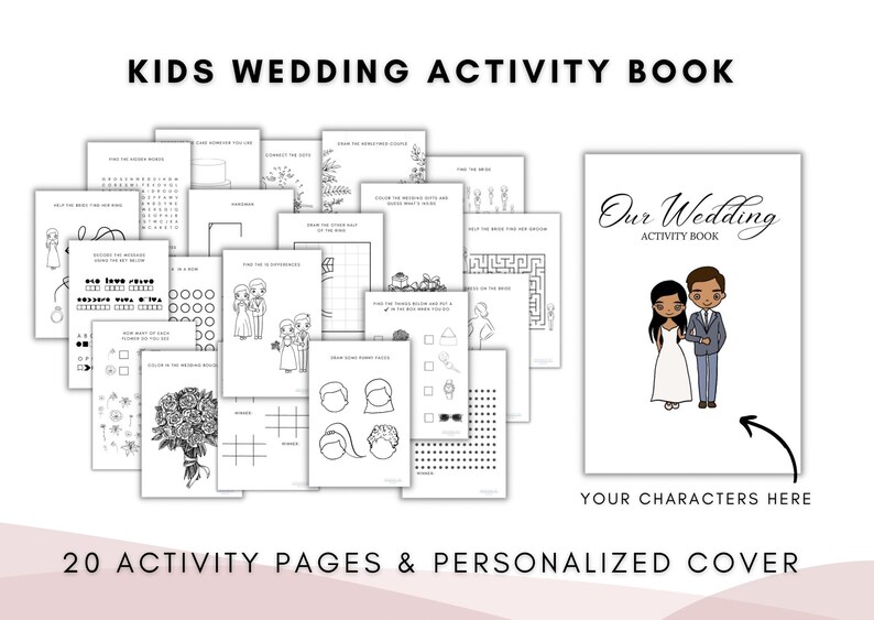 Kids Wedding Activity Book Printable Pdf Personalized Etsy