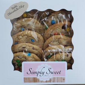 Fresh Baked Cookie Gift Box, One Dozen Premium Cookies, Individually Wrapped, 20+ Varieties, Chocolate Chip, M&M, and more! Mothers Day gift