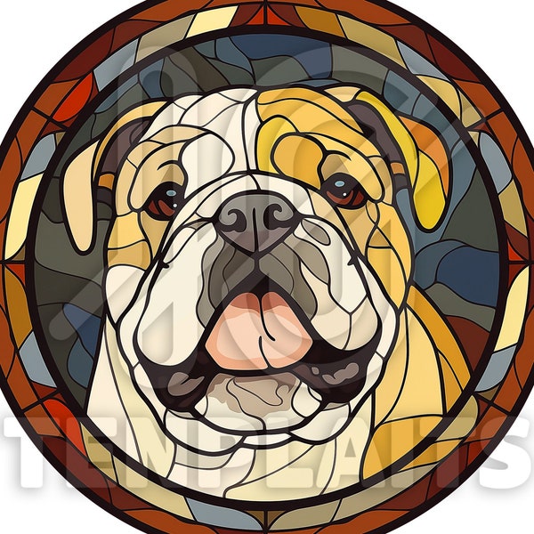 English Bulldog Stained Glass Pattern Etsy