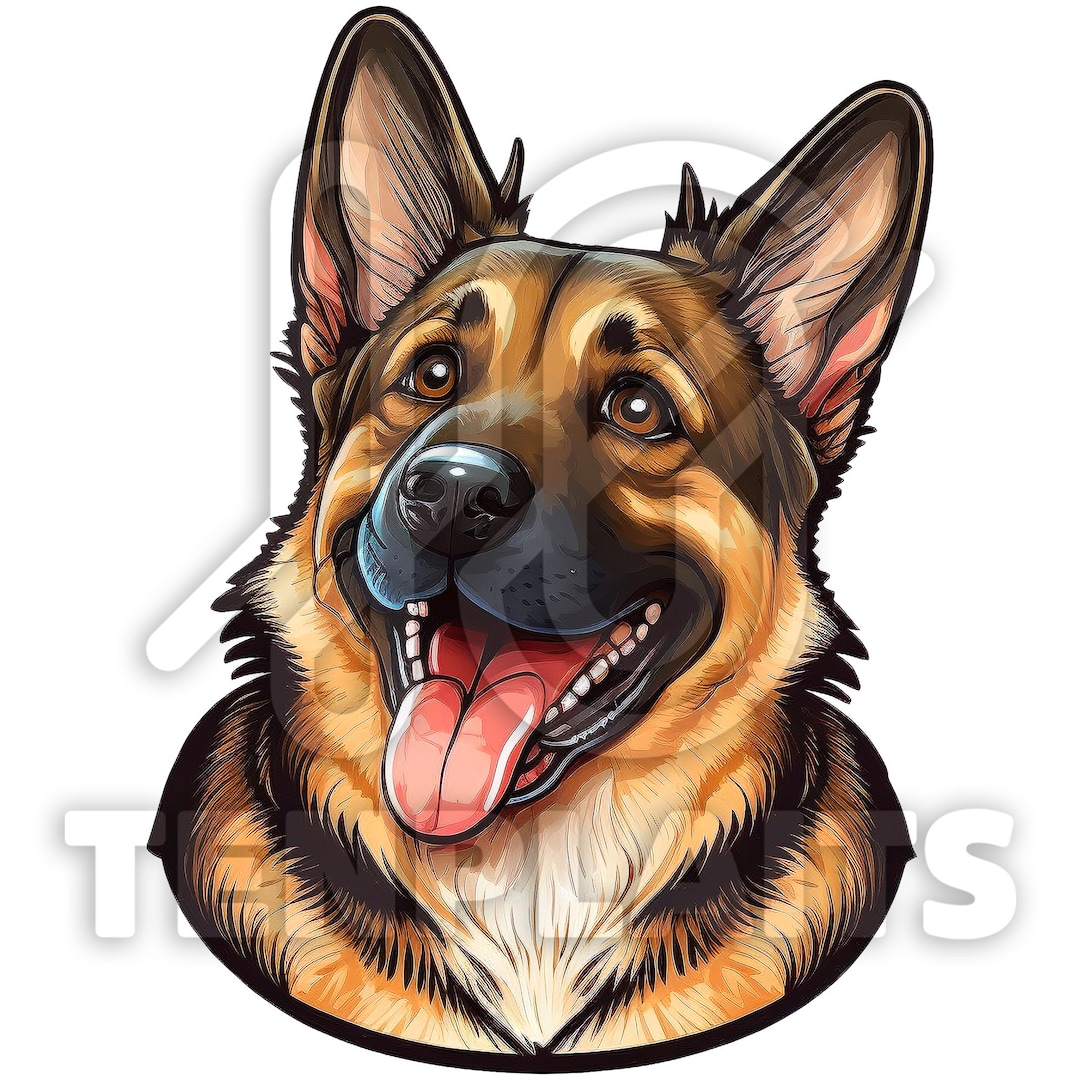 German Shepherd Cartoon PNG Dog Illustration Graphic Etsy