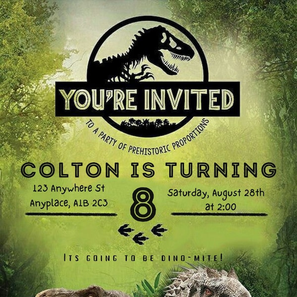 Birthday Invitation - Dinosaur Party, Jurassic Party, Kids Birthday, Digital Invitation, Party Invite, Digital Template, Birthday Evite