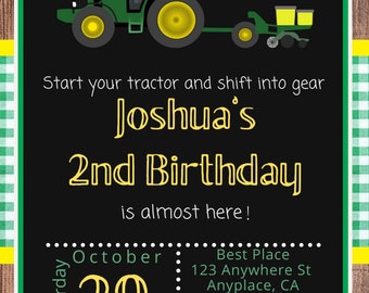 Birthday Invitation - Kids Birthday, Digital Invitation, Party Invitation, Digital Template, Birthday Evite, Tractor Birthday, Canva Invite