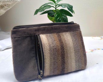 Upcycled wool corduroy clutch