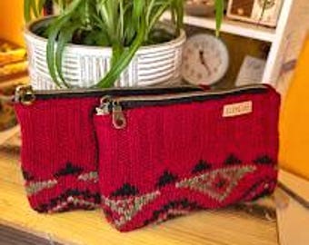 Upcycled sweater zipper bag
