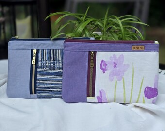 Upcycled linen clutch