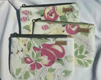 Upcycled linen clutch