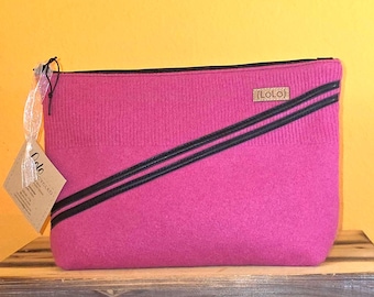 Upcycled wool zipper bag