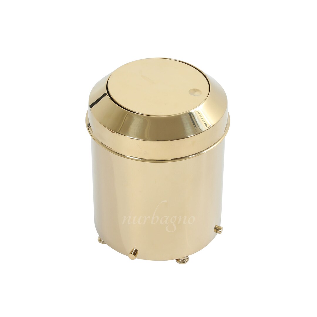 Bathroom Waste Bin With Lid Gold Bathroom Trash Can Solid Etsy