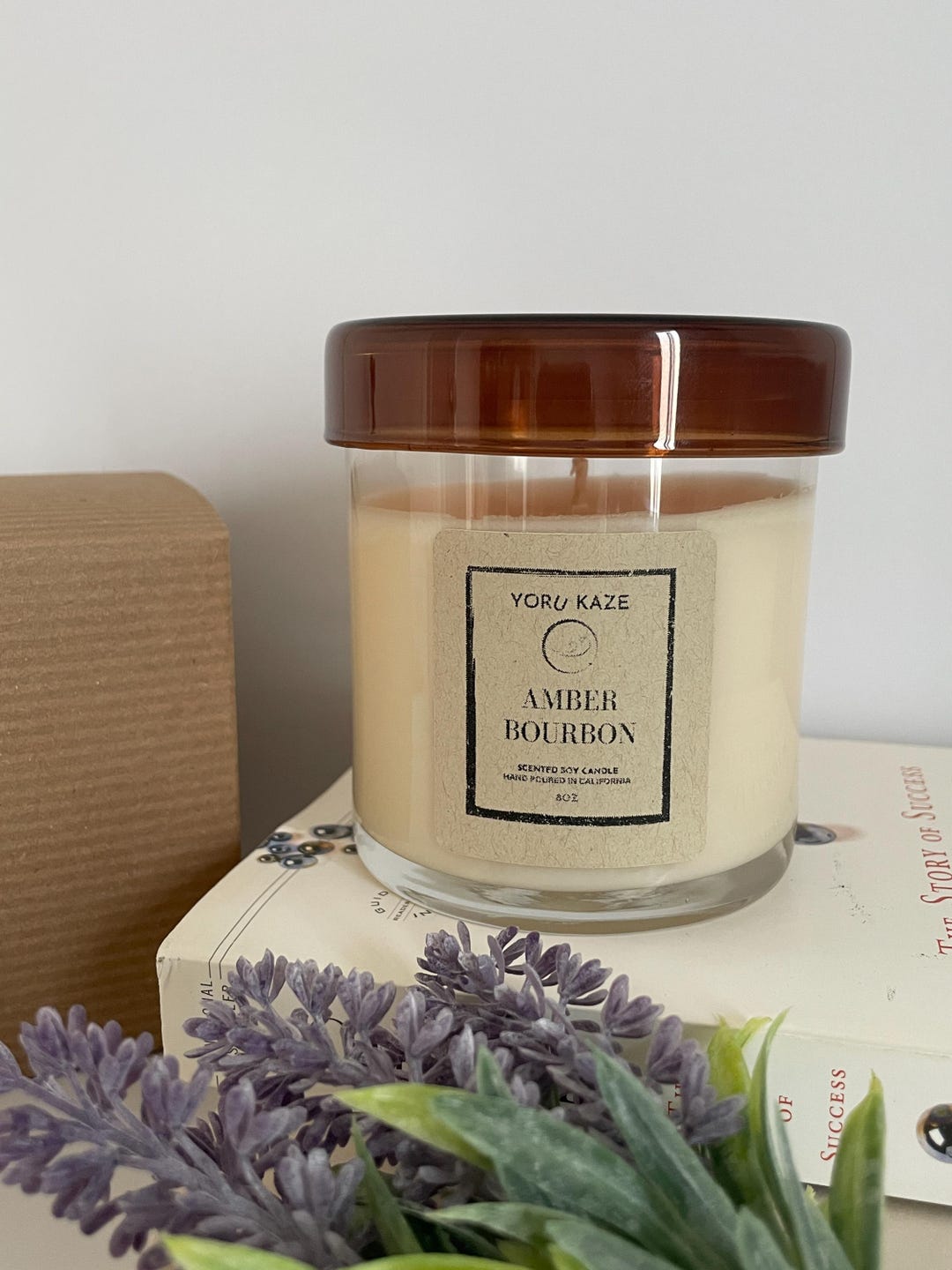 Amber Bourbon Soy Wax Candle 8 Oz | Hand Poured Scented Candle ...