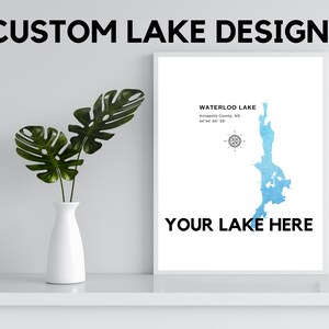 AANGEPASTE DIGITALE Lake Wall Art | 8x10 5x7 7 kleuren | Atlantisch Canada | Leven aan het Atlantische meer | Topografische kaart
