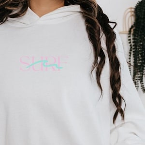 Beach Hoodie pastel colors pinterest ocean surf hoodie aesthetic pink hooded jumper comfy sweatshirt