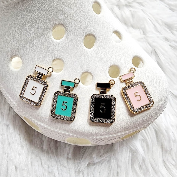 Perfume Bottle No 5 Rhinestone Shoe Charm