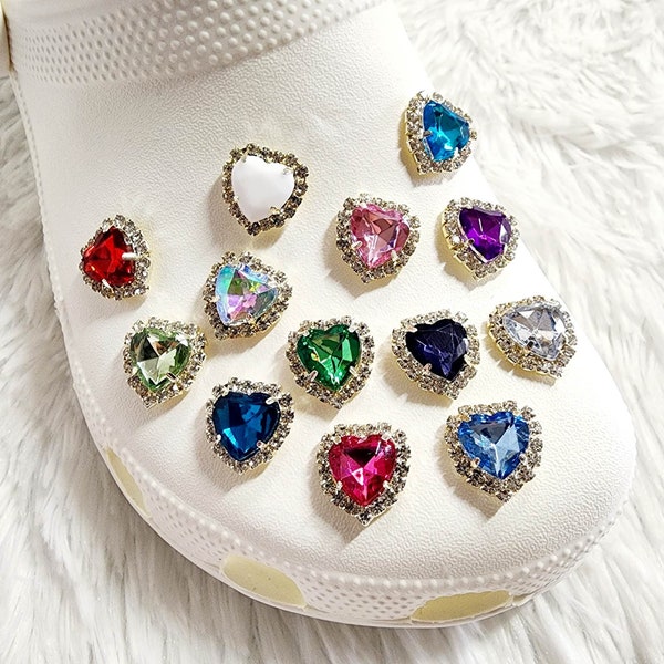 Rhinestone Heart Shoe Charms