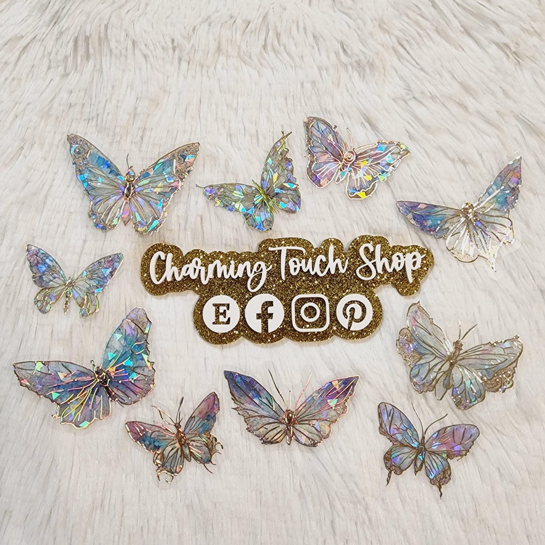 Insect Rainbow Sticker Holographic Butterfly Sticker, Ombre Decorative Rainbow Insect PET ...