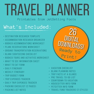 Travel Planner Printables: Vacation Budget, Trip Itinerary, Packing Checklist and More image 2