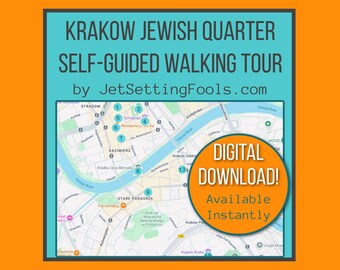 Krakow Jewish Quarter Walking Tour with Map Directions featuring Top Sights, Hidden Gems, Food Tips