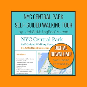 Visite à pied de Central Park à New York avec carte et liens vers des cartes présentant les principaux sites touristiques, trésors cachés et conseils culinaires