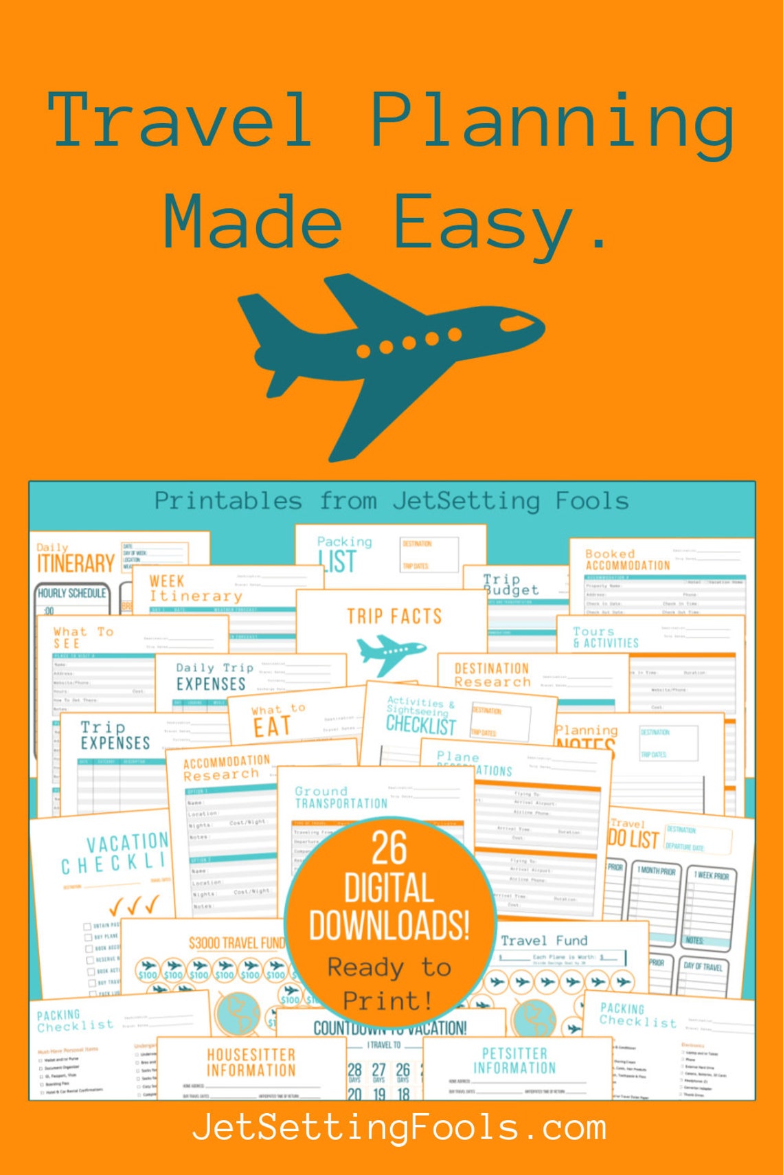 Travel Planner Printables: Vacation Budget, Trip Itinerary, Packing ...