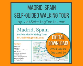 Madrid Walking Tour with Map featuring Top Sights, Hidden Gems, Food Tips