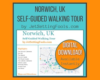 Norwich Walking Tour with Map and Map Links featuring Top Sights, Atmospheric Lanes and Hidden Gems