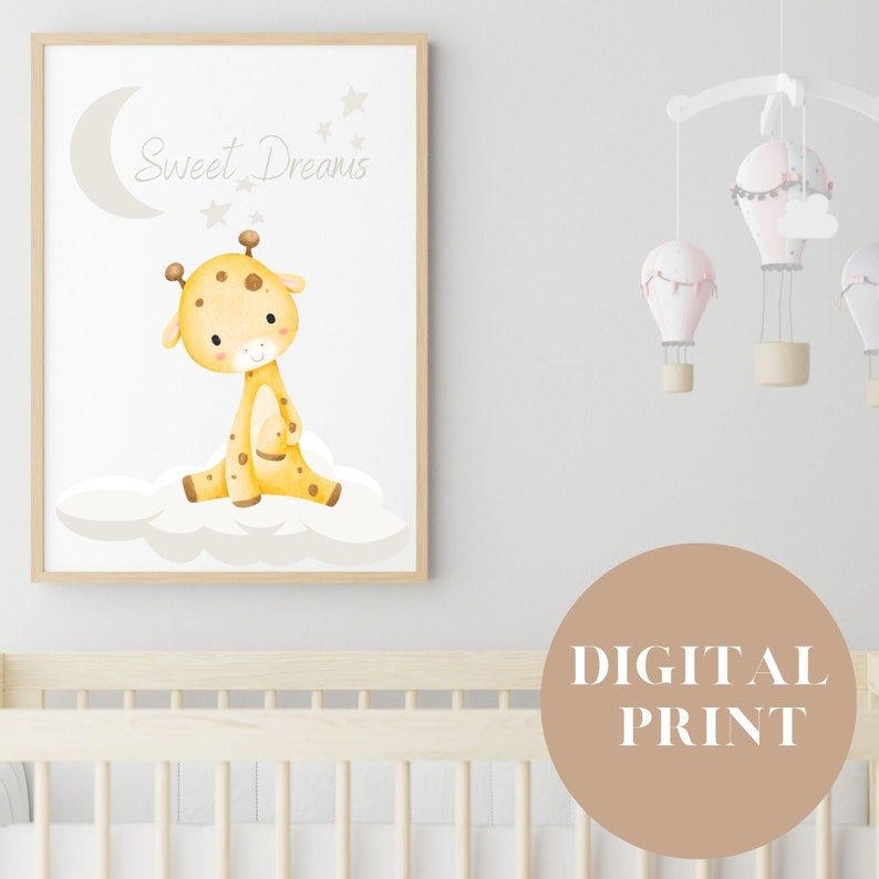 Printable Giraffe Nursery Wall Art. Digital Nursery Print Etsy