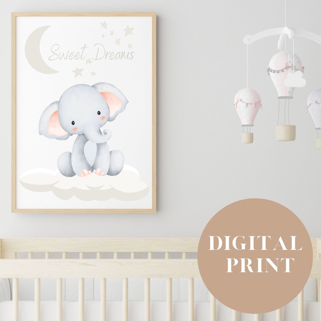 Printable Elephant Nursery Wall Art. Digital Nursery Print, Kids Wall ...