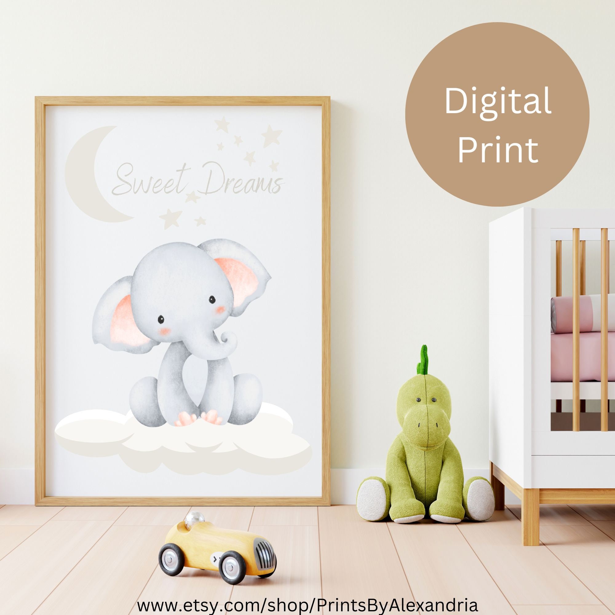 Printable Elephant Nursery Wall Art. Digital Nursery Print, Kids Wall ...