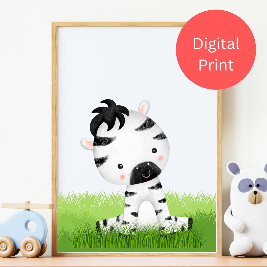 Printable Zebra Nursery Wall Art. Digital Nursery Print Kids Etsy