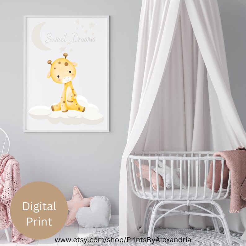 Printable Giraffe Nursery Wall Art. Digital Nursery Print Etsy
