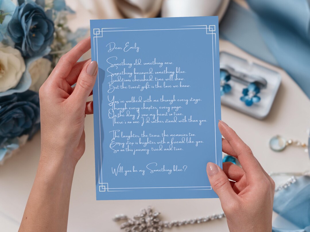 Blue Prom Lettering Editable Hand Written Bridesmaid Proposal Letter, Will You Be My ...