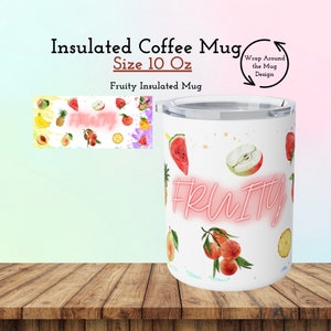 Fruity Insulated Coffee Travel Mug, 10oz