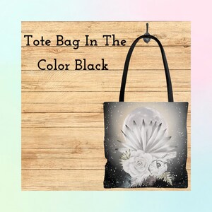 Floral Moon light Tote Bag. Celestial Moon Tote Bag. Moon Tote Bag