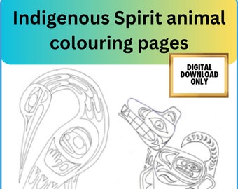 Indigenous spirit animal colouring pages, Printable resources, American Indian colouring pages, printable Spirit animals,