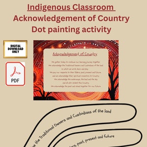 Welcome to Country art activity, Aboriginal classroom printable resource, Boomerang dot painting for students, Classroom Welcome to country