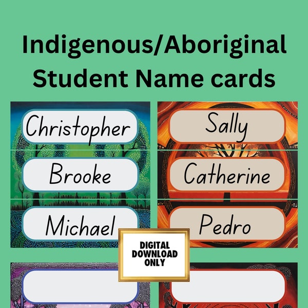 Indigenous student name cards, Aboriginal printable classroom resources, Editable student name tags, Aboriginal images, Indigenous decor