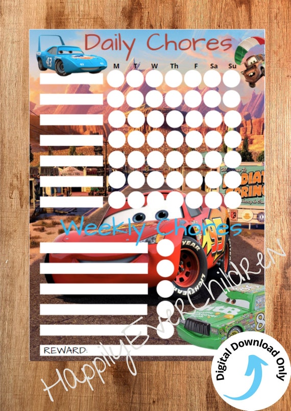 Lightening Mcqueen Chore Chart Lightening Mcqueen Printable - Etsy
