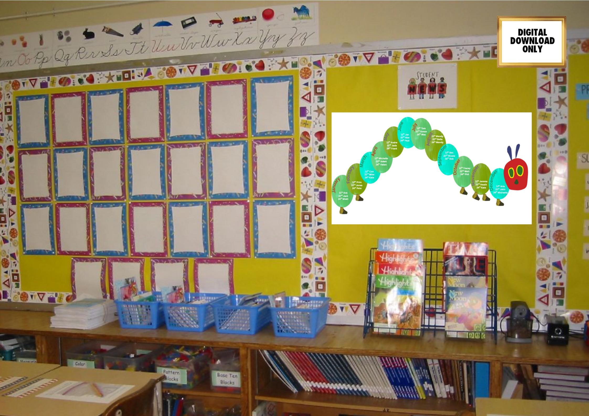 The Very Hungry Caterpillar Birthday Chart, Printable Classroom Student ...