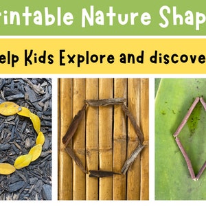 Natur formt druckbare Poster, Natur formt digitaler Download, Natur formt Lernkarten und Wimpel, Montessori Formen lernen,