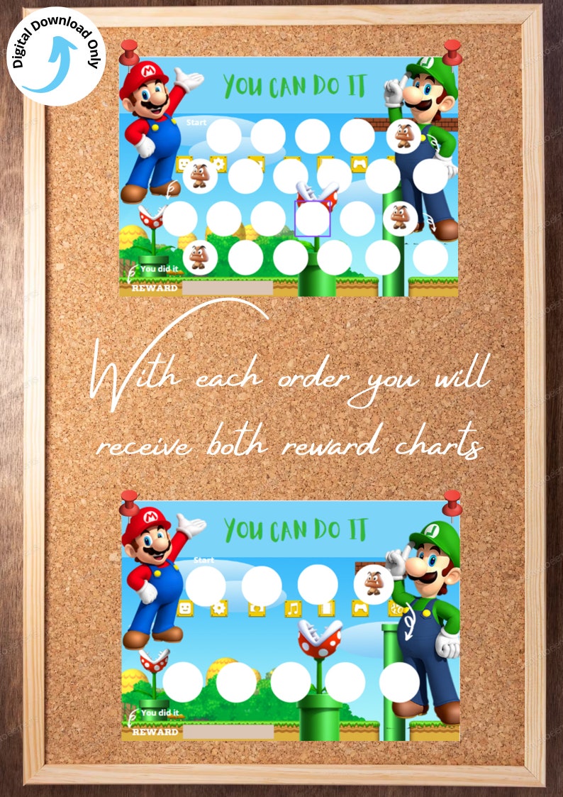 Mario and Luigi Reward Chart Super Mario Bros Sticker Chart - Etsy Canada