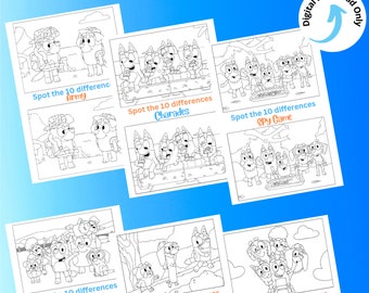 Spot the difference activity page, Spot the difference, Spot the difference printable, Birthday printable activity, home school activity