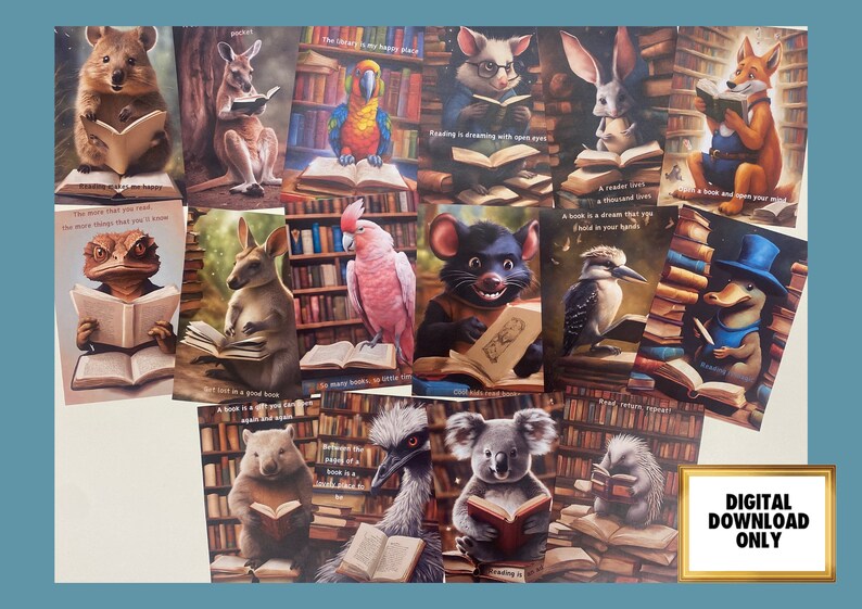 Australian Animal Library Posters, 16 X Reading Quotes, Library ...