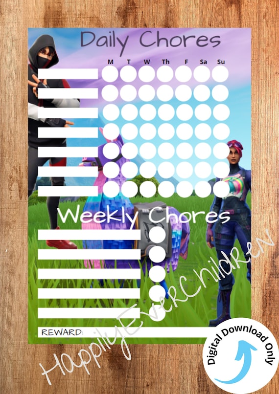Gaming Chore Chart Kids Chore Charts Printable Chore Chart - Etsy