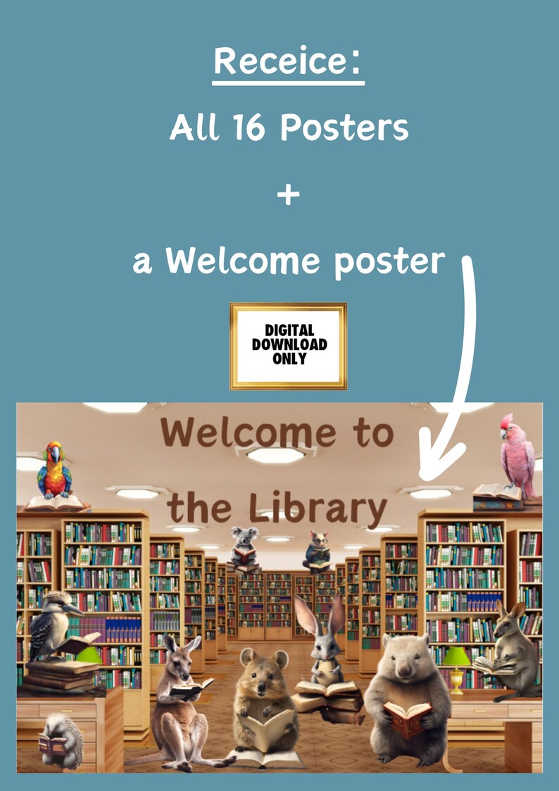 Australian Animal Library Posters, 16 X Reading Quotes, Library ...