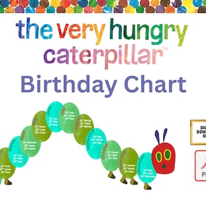 The very hungry caterpillar Birthday chart, Printable classroom student Birthday display, Digital download Birthday chart for classrooms