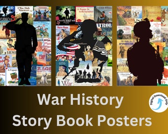 Carteles de libros de cuentos de historia de la guerra, Carteles de biblioteca, Semana del Libro, Cuentos infantiles, Libros en las aulas, Exhibición de libros de cuentos, Libros de historia de la guerra