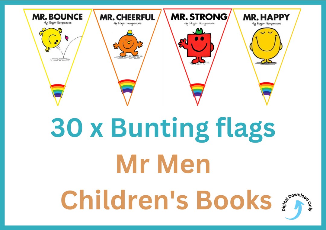 Mr Men Bunting Flags, Printable Bunting, Classroom Decor, Nursery